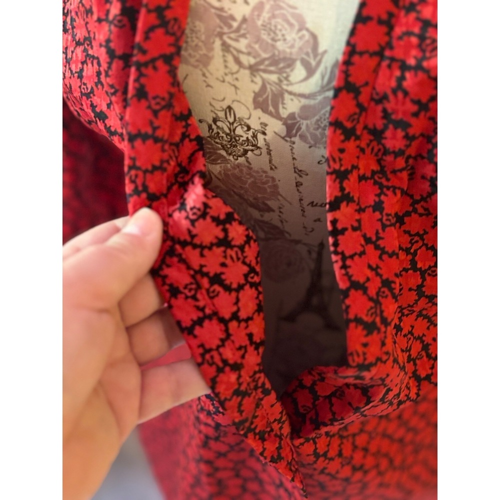 Vintage Anne Klein II 100% Silk Red one button Jacket Sz 10 Holiday party - Picture 3 of 9
